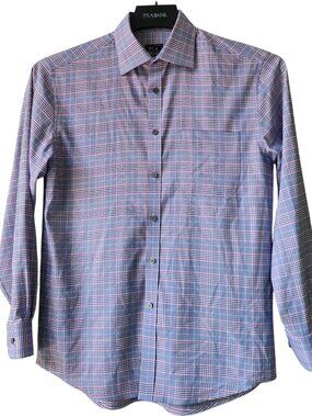 Small Traveler Shirt Blue Red White Plaid Sz S Mens Jos A Bank Tailored Non Iron